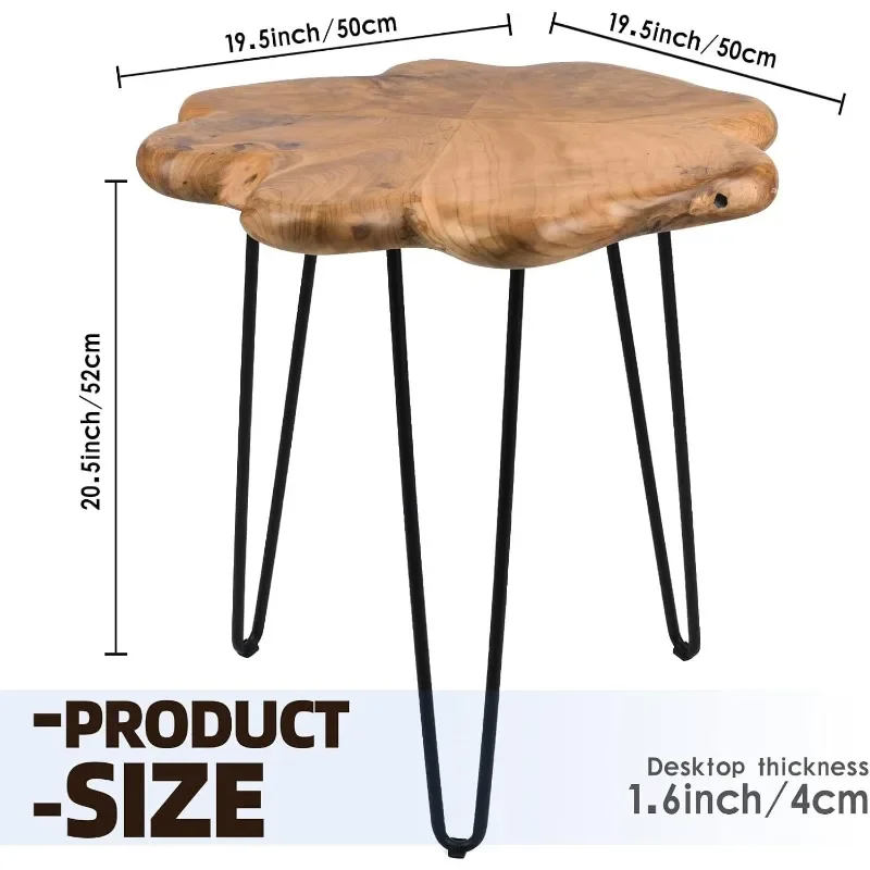 Wood Freeform Small End Table with Waterproof, Rustic Accent Table Unique for Living Room, Bedroom, Home