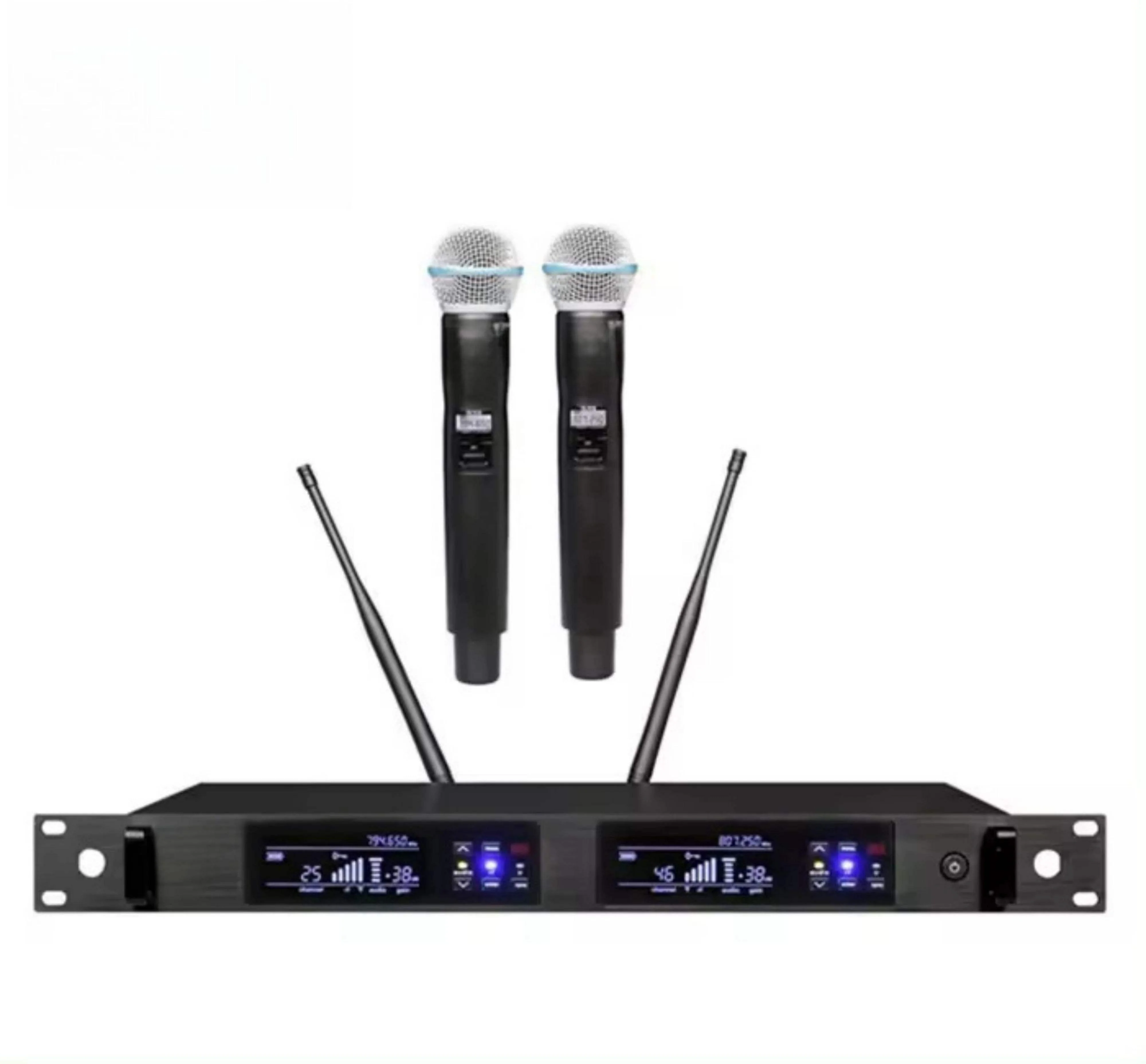 

Микрофонная система QLX24D, двухканальный беспроводной ручной микрофон для церкви, караоке, выступлений на сцене