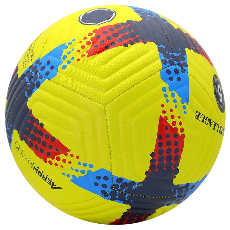 เย็บด้วยเครื่องจักร PU คุณภาพสูง สำหรับลูกฟุตบอลขนาด 5 ฝึกซ้อมมืออาชีพสำหรับผู้ใหญ่และเด็ก มีสินค้าขายส่งจากโรงงาน รับผลิตตามแบบ