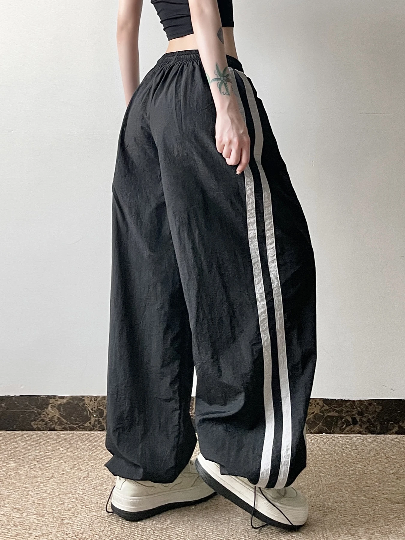 Weekeep Casual Oversized Straight Pants Streetwear y2k Striped Patchwork Low Rise Loose Jogging Trousers Vintage Women Pants 90s