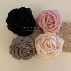 French Rose Flower Hair Clip Women's High-Grade Temperament Back Head Updo Shark Clip Hair Clip Headdress Summer Hair Claws