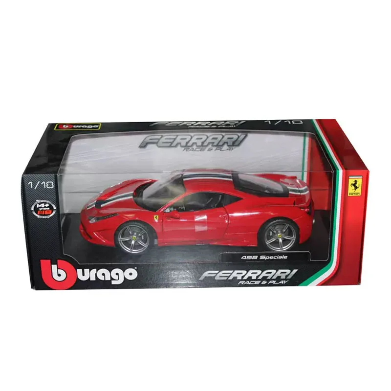 Bburago-Modèle de voiture Ferrari 458 en alliage spécial moulé sous pression, voiture l'inventaire, cadeau de collection, décoration, jouets, original, 1:18