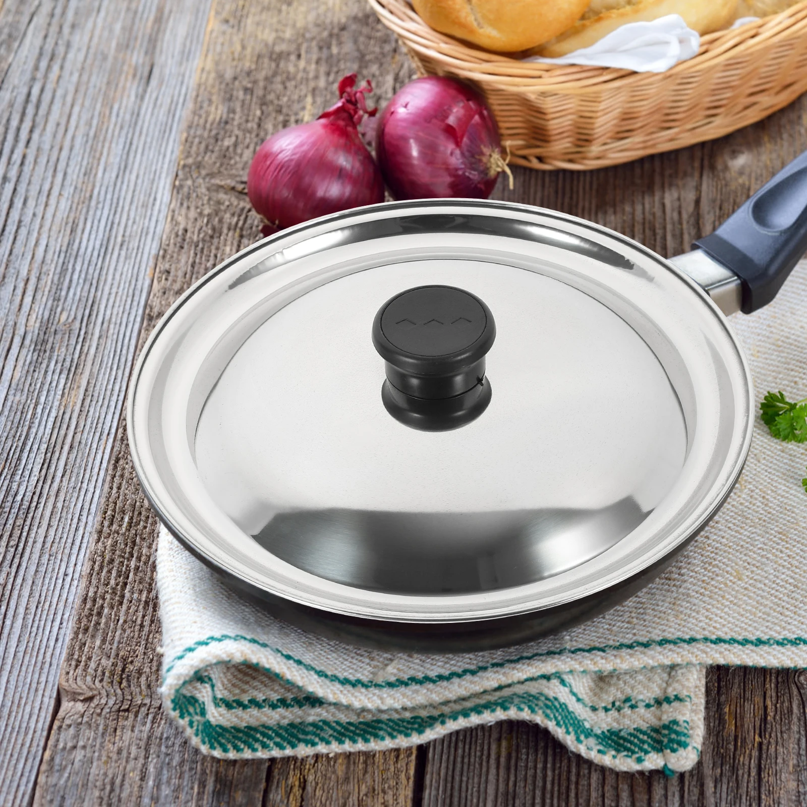 

Stainless Steel Pot Lid 26cm Saucepan Cover Universal Pans Lids Non Stick Kitchen Supplies Easy Clean Practical