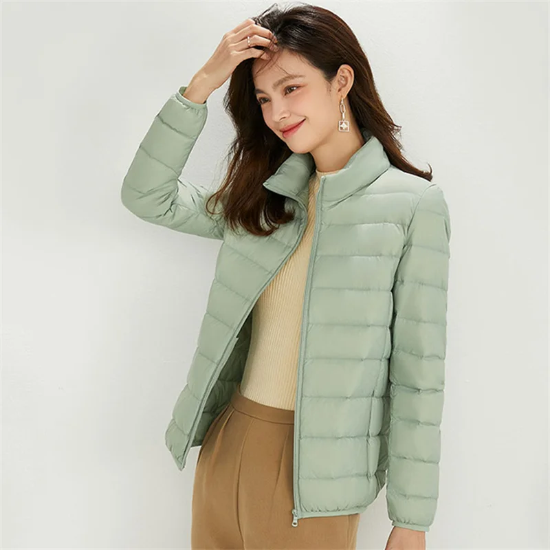 

Ultra Light White Duck Down Coat Autumn Winter Women Stand Collar Down Jacket Female Warm Bigsize Puffer Parkas Short Outwears