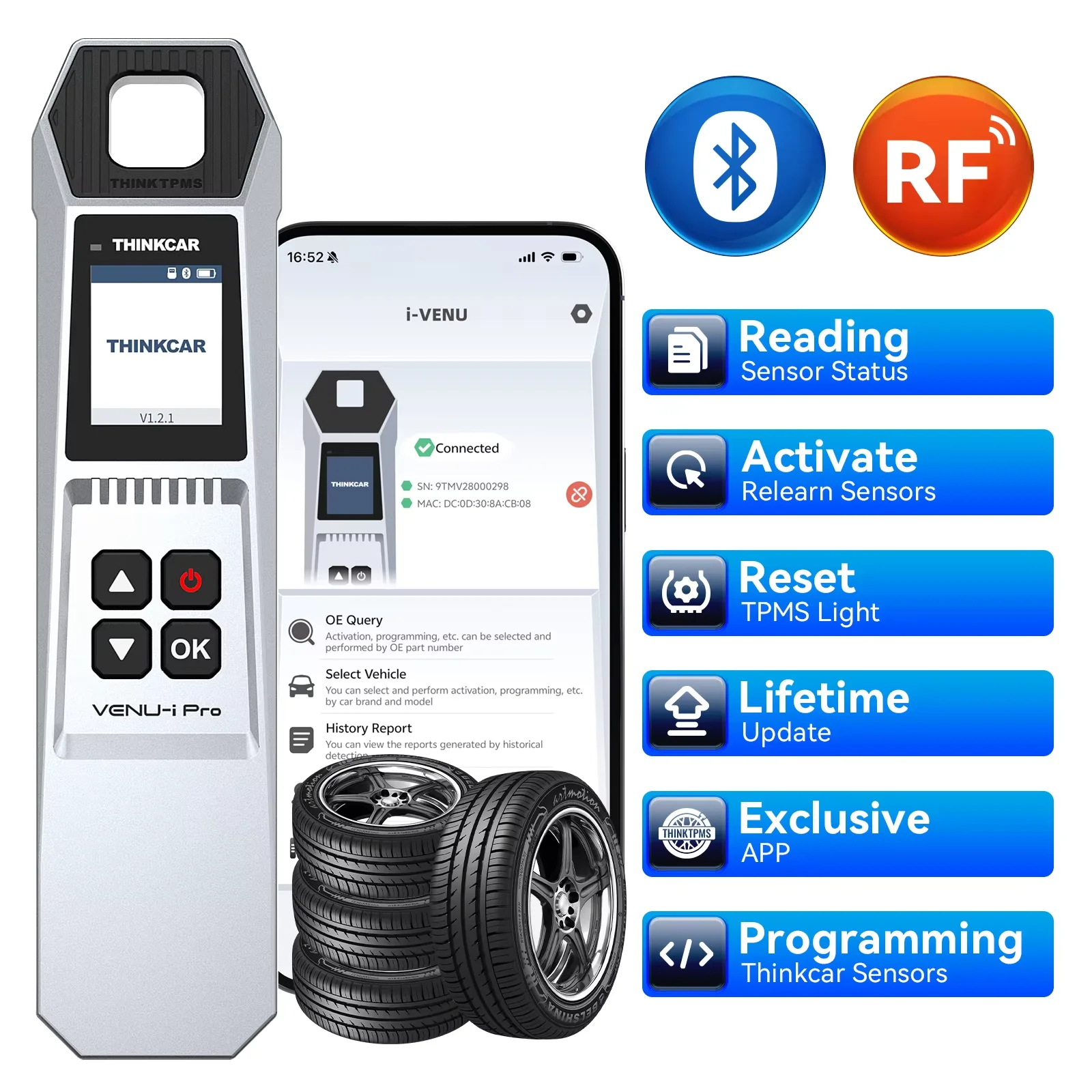 THINKCAR VENU iPRO Auto Bandenspanning Diagnose Tool Automotive TPMS Sensor Programmering Leren Activator Voor MUCAR 892BT 689BT