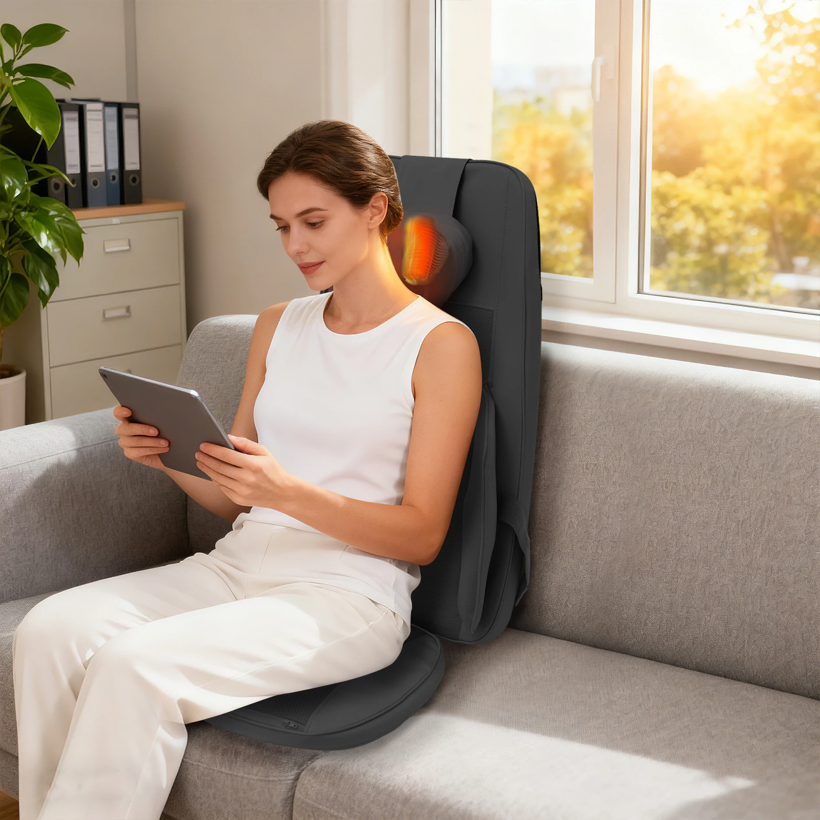 

Массажер для шеи и спины с подогревом, массажер для спины для диванов, кресел и офисных стульев