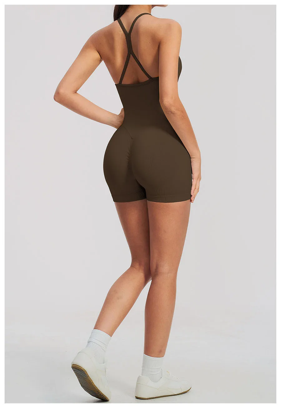 Yoga-Sets Nahtlose Gym-Jumpsuits Damen Einteiliger Sport-Bodysuit Overalls Aktivbekleidung Fitness-Trainingskleidung Kurze Outfits – Detail 9