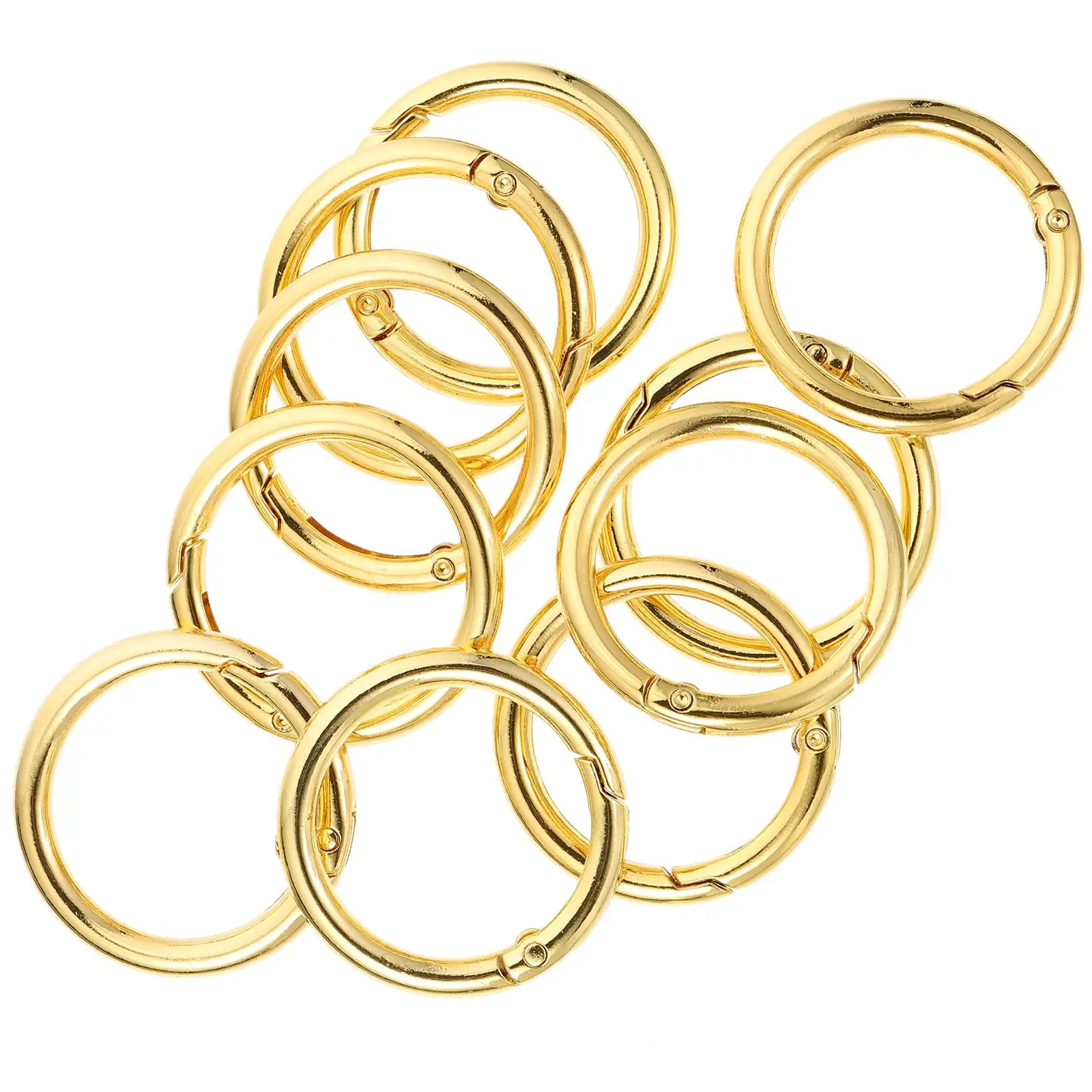 

10pcs Spring Buckle Key Rings Alloy Flat Design Retro Style Portable Keychains Small Split Metal Circle Hoop Crafts Securely