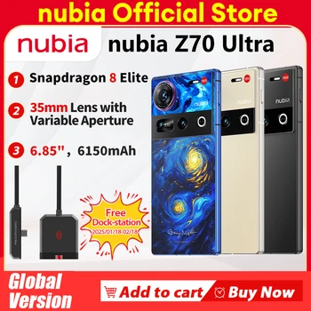 Nubia-Z70ウルトラnfc snapdragon 8 elite,HDディスプレイ,35mmレンズ,nfc,nfc,nfc,nfc,nubia,新品およびオリジナル,1.5k,nx733j,ip69