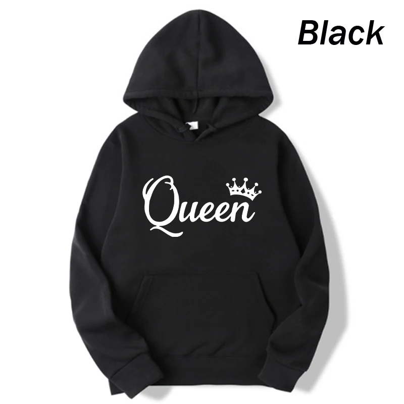 Women Hoodies King Queen Printed Sweatshirt Lovers Couples Hoodie Fashion Hooded Sweatshirt Matching Casual Pullovers Tracksuits