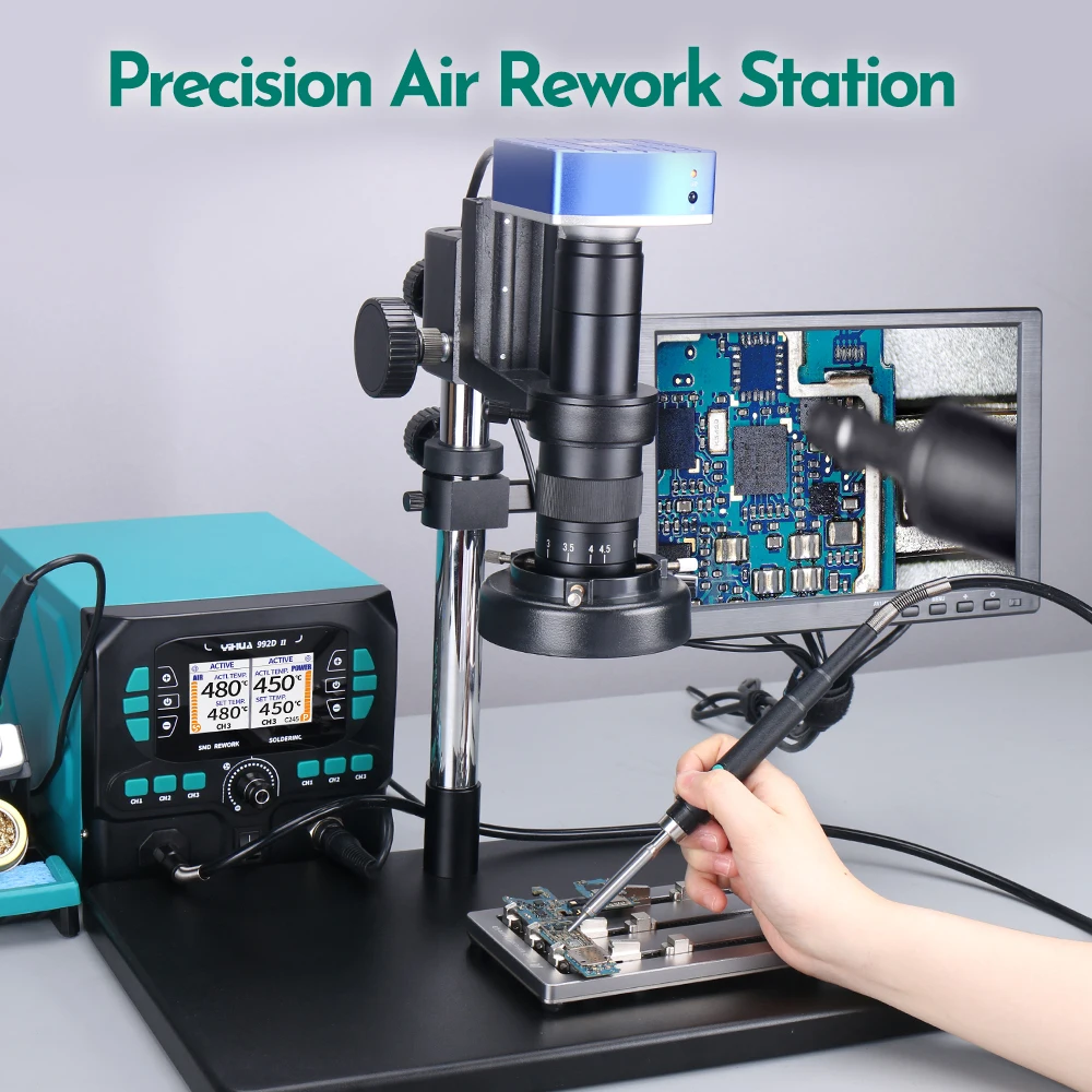 YIHUA 992D-II Precision Heat Gun Rework Station 210 245 Soldering Iron Station for Microscope Soldering Electronics Repair PCB