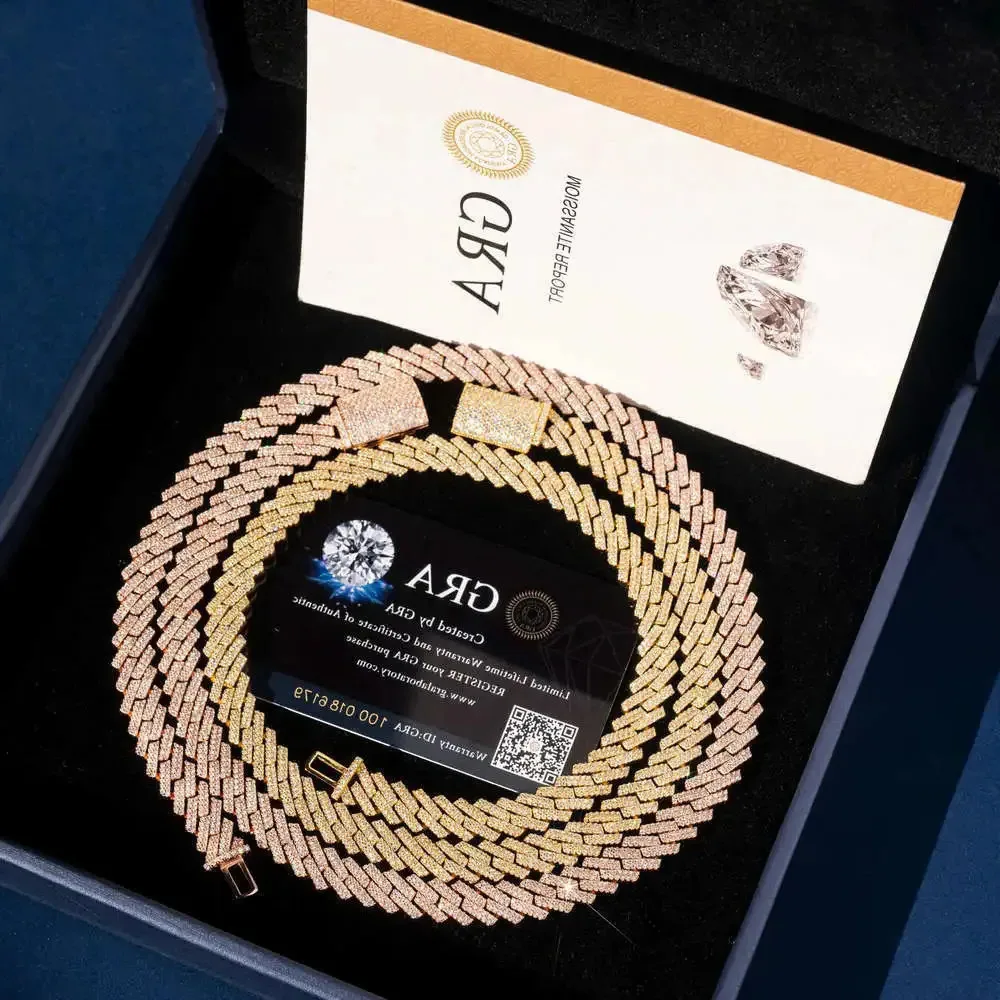 

Fine Jewelry Selling 925 Sterling Silver Moissanite 10mm Cuban Necklace Bracelet Men Iced Out Cuban Link Chain