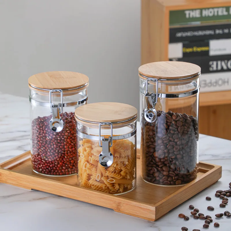 Manufacturer Wholesale High Borosilicate Glass Snap-On Kitchen Sealed Tea Jars, Food Storage Jars