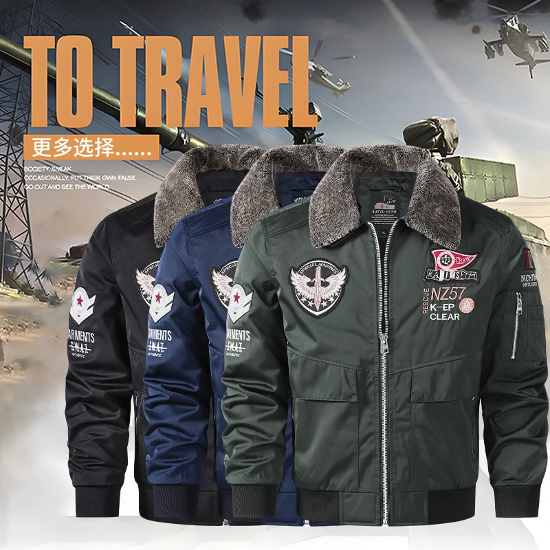 

Men’s Bomber Jacket Classic jackets outdoor American retro work suit flight jacket Warm Coat loose Baseball uniform jacket