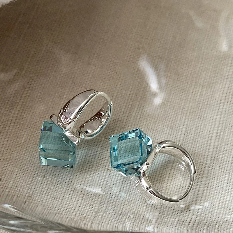 GANPUP Elegante Funkelnde Quadratische Kristall-Ohrhänger für Damen Neue Ohrklemme Modischer Trendschmuck Geschenk für Partys серьги – Detail 8