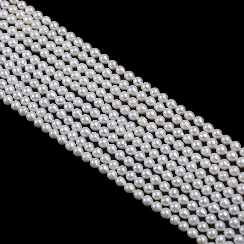 5-6mm Natural White Color Freshwater Akoya Drop Shape Baroque Pearls Beads Strand Diy Jewelry Making