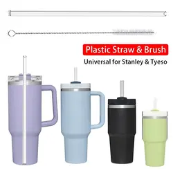 1Sets 9mm Reusable Plastic Straws Drinking Straws Tumbler Themos Cup Bottle Straw with Brush for 18-40oz for Tyeso Cup
