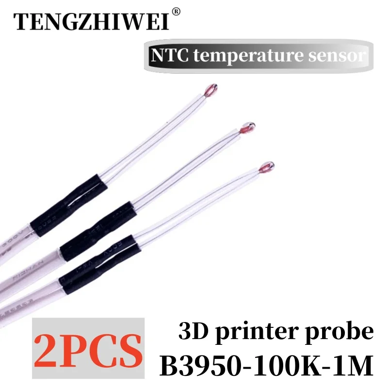 Thermistance 100K NTC 3950 avec câble pour imprimante 3D, rampe de réparation 1.8mm avec tête XH2.54-2P DuPont, 2 pièces