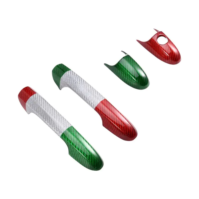 

M50K-крышка дверной ручки из углеродного волокна, настоящая сухая для Fiat 500, Abarth 595 595C 695 08-23, внешний комплект кузова, украшение