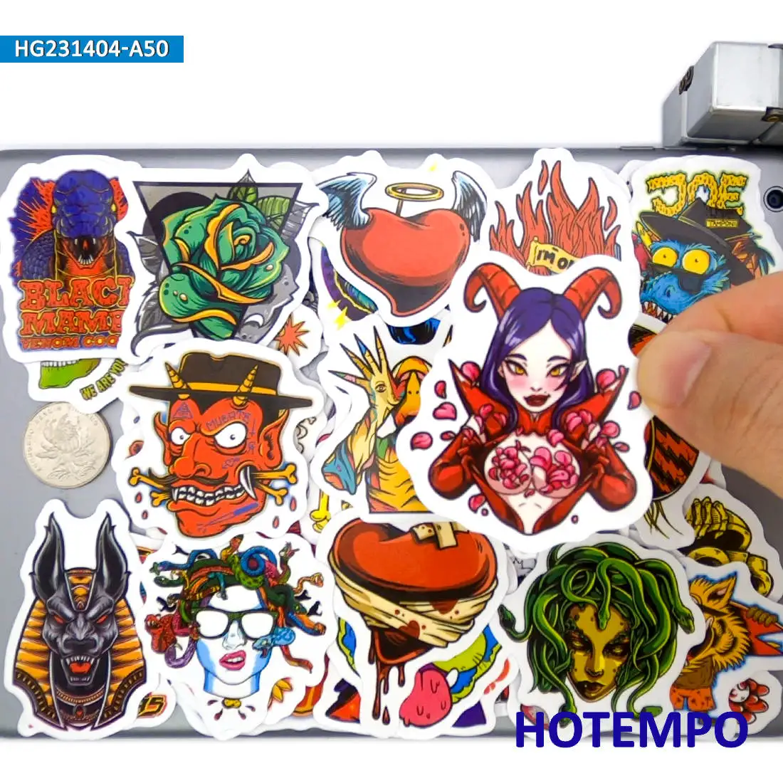 Monster Stickers Set, Witch Zombie Skull Demon Vampire, Retro Gothic, for Phone Laptop Motorcycle, Fun Sticker Pack, 20/30/50PCS