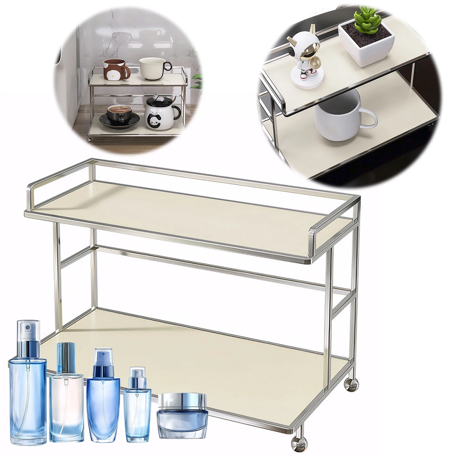 

1 Pcs Counter Storage Rack for Home Dresser Kitchen Spice Office ( White)