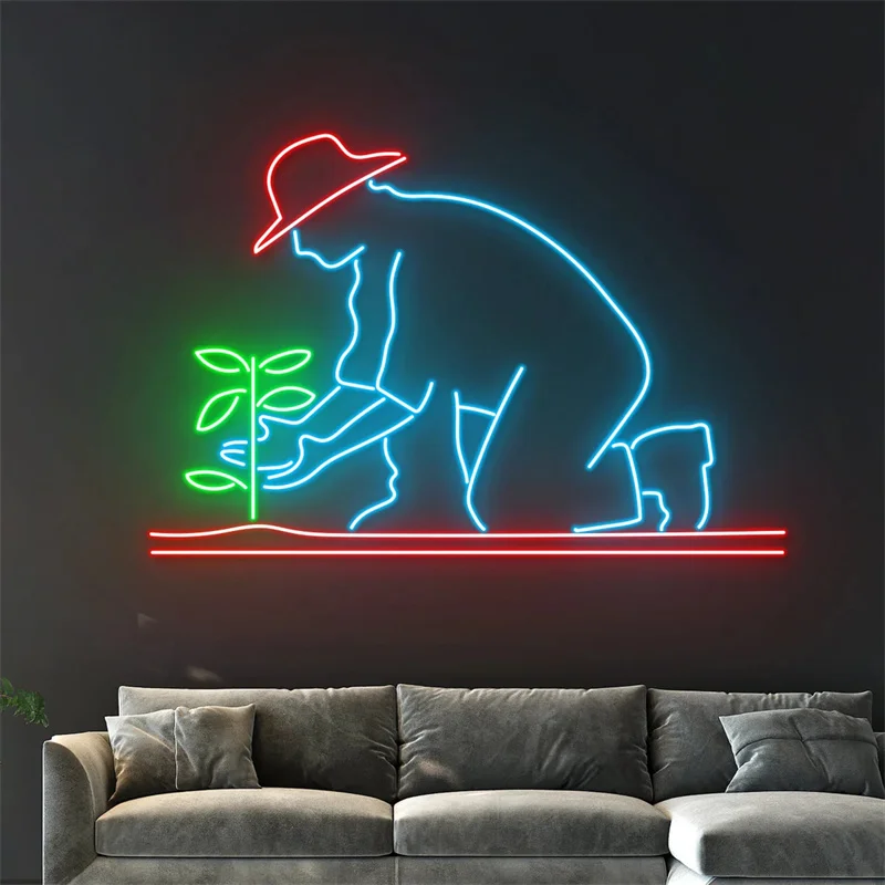 

Farmer Plant The Tree Neon Sign, Farmer and Vegetable Neon Light, Food Room Wall Decor, Farmer Vegetable Led Sign Neon Light