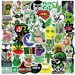 10/30/50/100PCS Funny Hemp Leaf Stickers Weed Smoking Cartoon Graffiti Waterproof Suitcase Luggage Guitar Skateboard Decals Toy