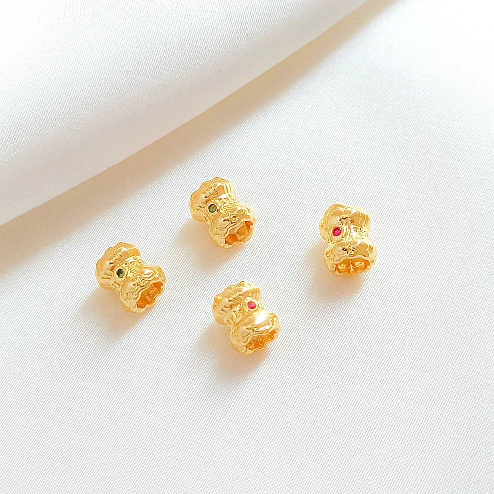 Brass Plated with Genuine Gold Mini Gourd Coin Flower Bud Flat Separated Bead DIY Makes Fashionable Jewelry Accessories
