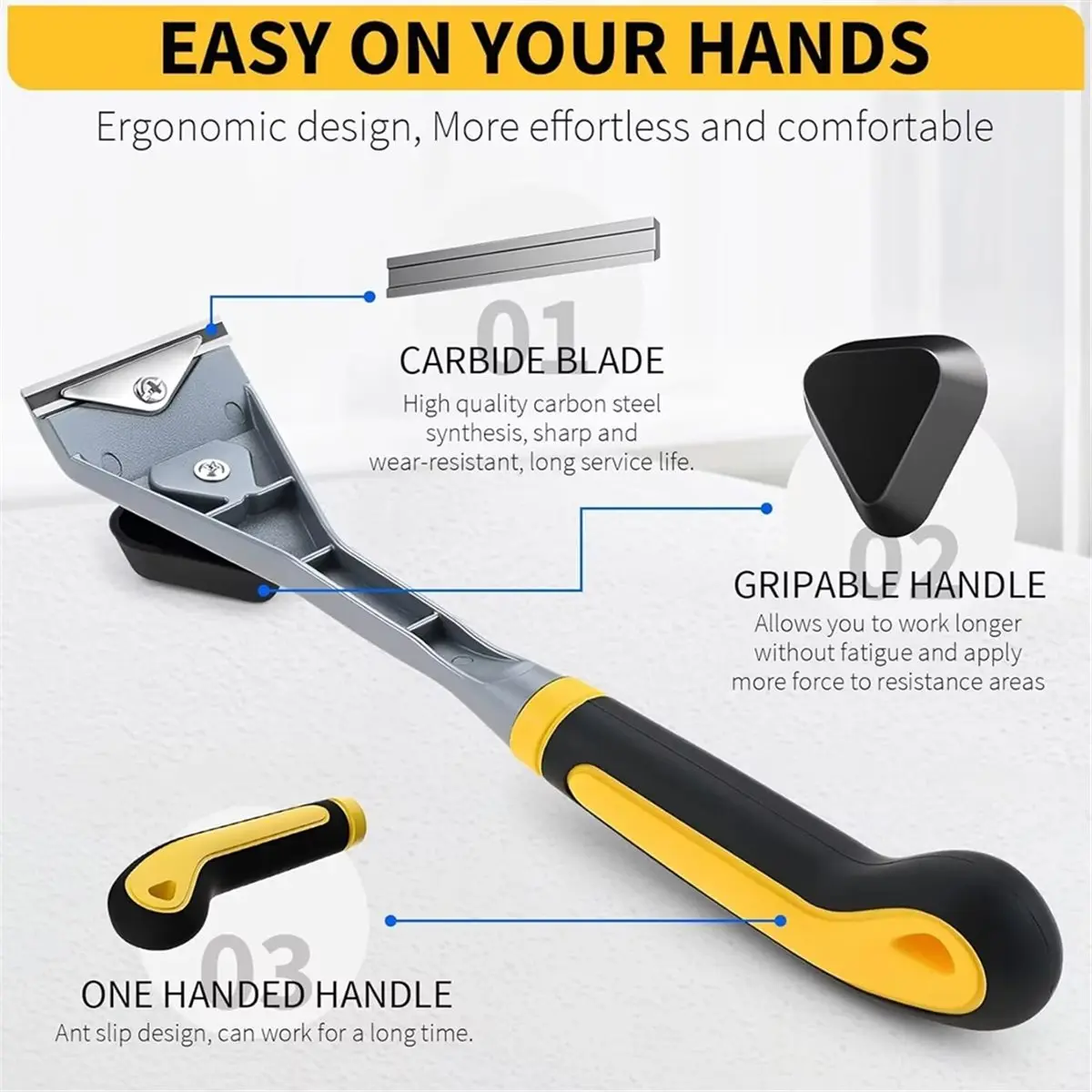 2PCS Scraper Premium Ergonomic Carbide Scraper 2-1/2In Paint Scraper Tool for Paint Wood Glue Resin Stains
