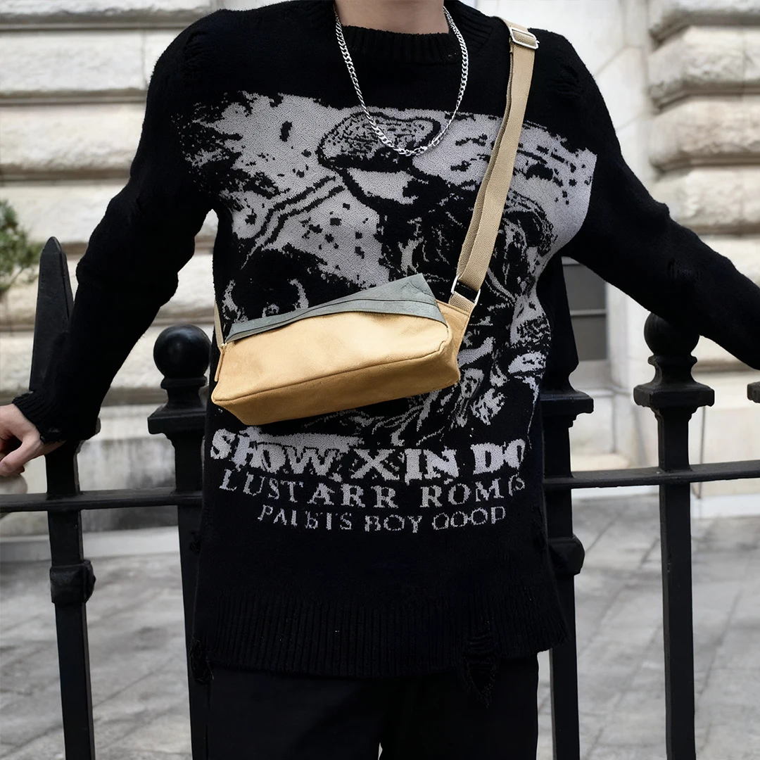 Bolsa tipo estilingue masculina, mini bolsa crossbody à prova d'água de papel dupont, bolsa triangular de cintura cruzada para passeios, uso diário tyvek