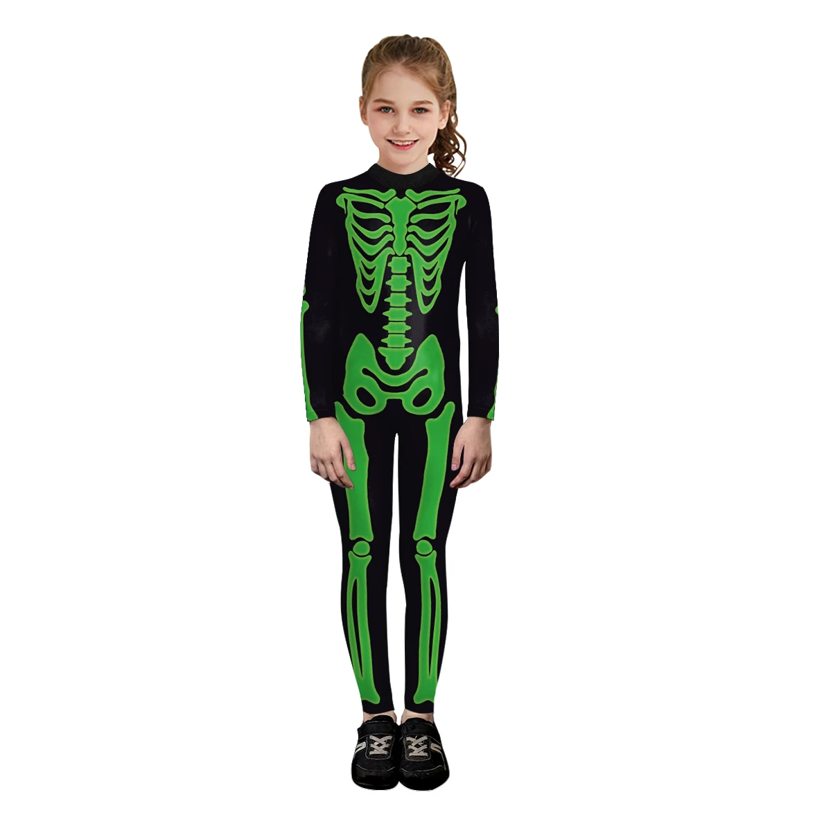 Zawaland Halloween bambini scheletro stampa divertente tuta festa Cosplay Costume Festival Catsuit elastico Zentai Suit