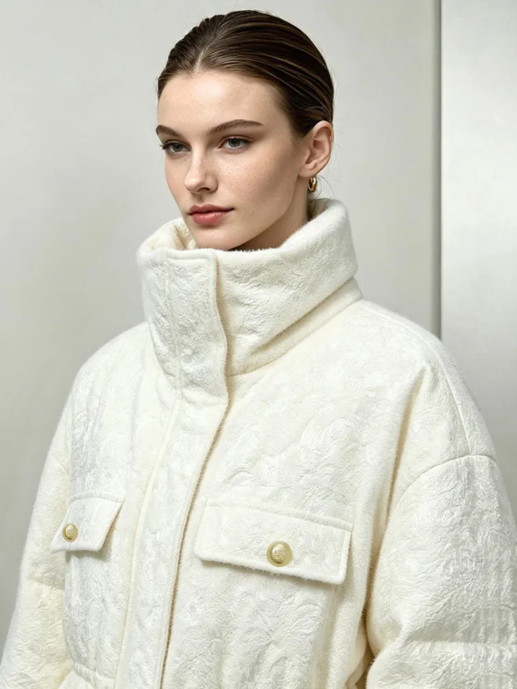 Amii Short Down Jacket Stand Collar Loose Fit Lightweight Duck Down Casual Commuter Minimalist Winter Women Jackets 12654026