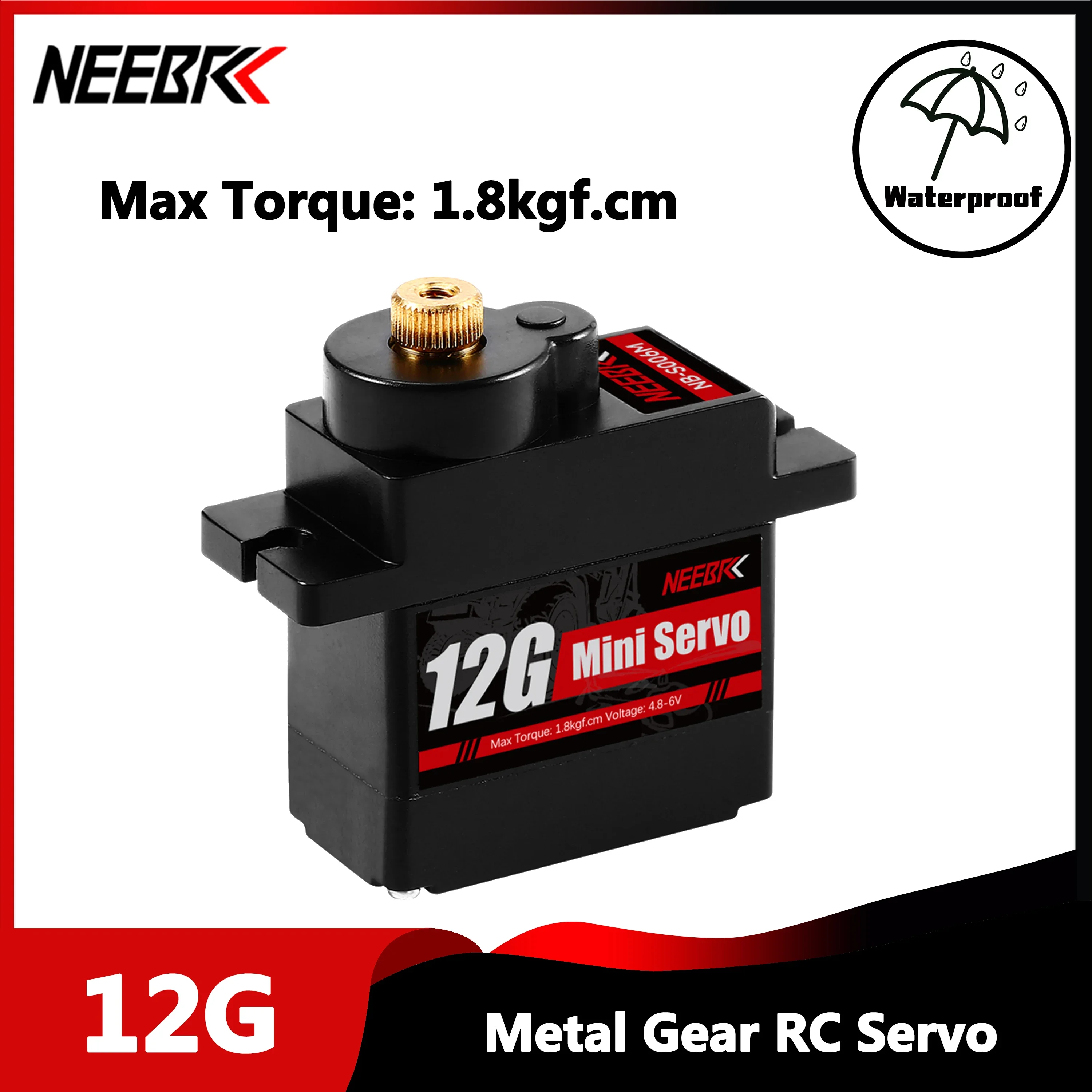 NEEBRC 12G Metal Gear Waterproof Digital Servo for 1/24 Scale RC Car Crawler Helicopter Plane Boat Accessories Axial SCX24