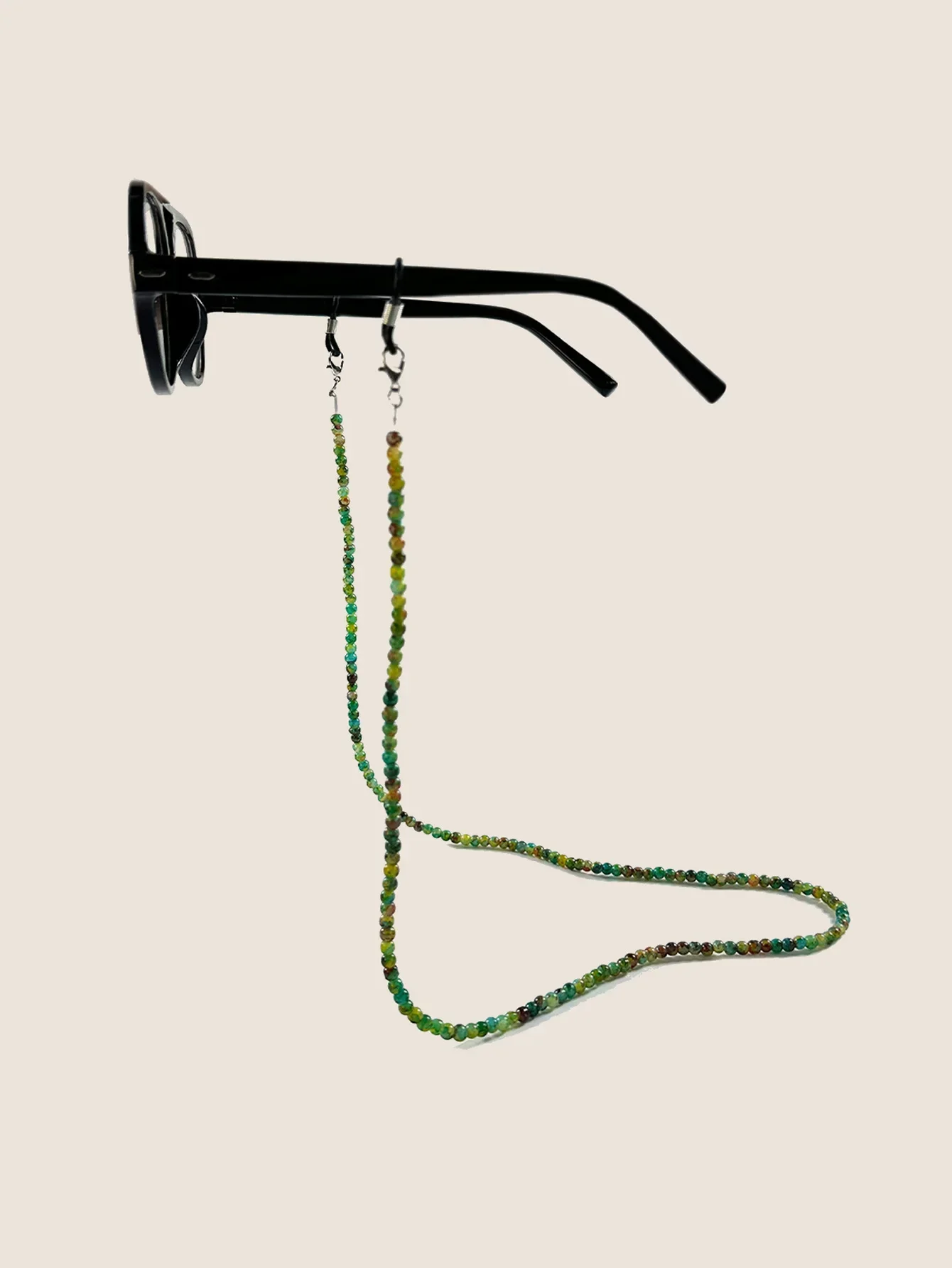 Vintage Chinese style rainbow edged glass sunglasses handmade chain satin strap neck hanging rope anti lost sunglasses