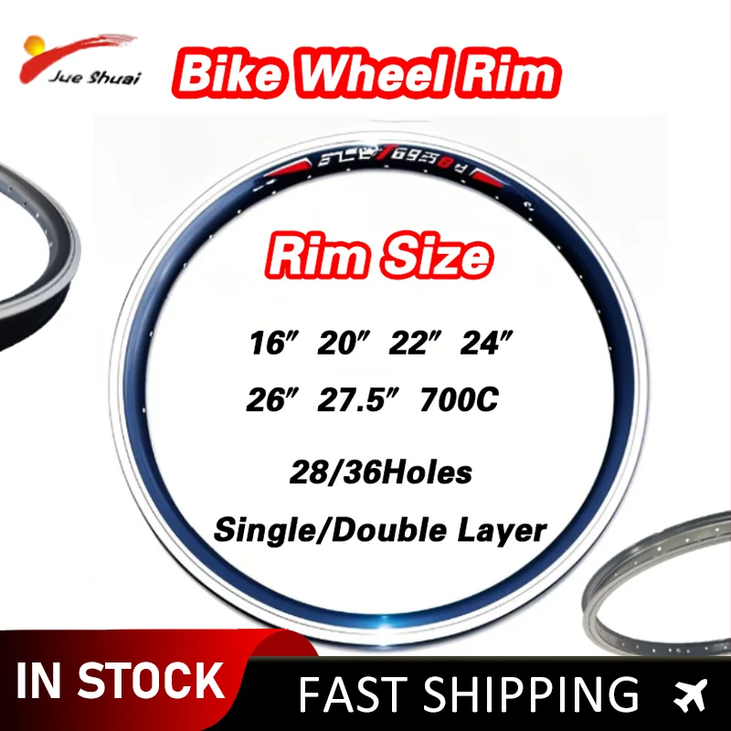

Mountain Bicycle Wheel RimAluminum Alloy 16"20"22"24"26"27.5"700C Road Bike Wheel Rim 2.5/3.1CM Width Bicycke Wheel Hoop