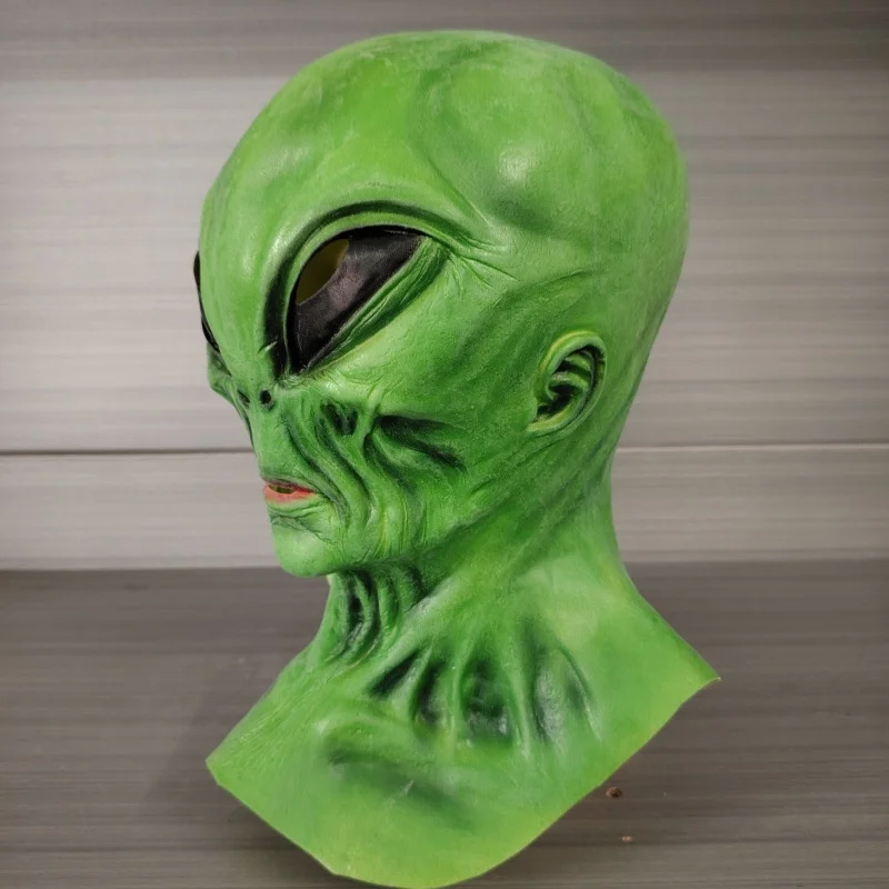 Gorro con máscara de látex alienígena, disfraz de horror de Halloween y vacaciones divertidas, cosplay, sala de escape, casa embrujada