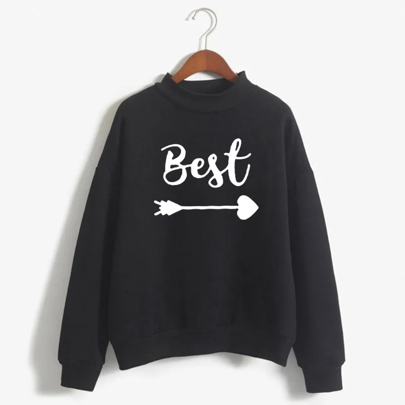 

Best friends arrow Print Women Sweatshirt Korean O-neck Knitted Pullover Thick Autumn Winter Candy Color Loose women Clothes