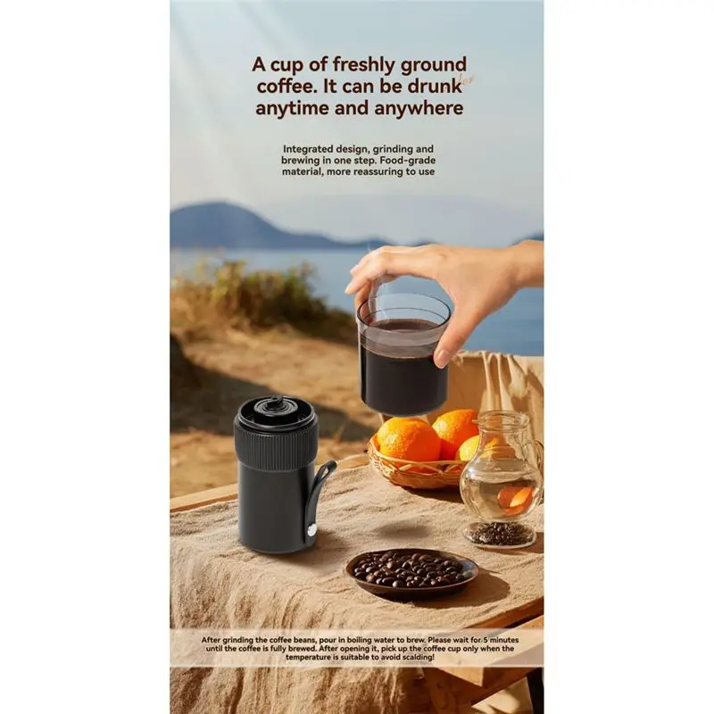 L65A-Portable Electric Coffee Grinder USB Rechargeable One-Button Start Bean Grinder Adjustable Home Outdoor Blender