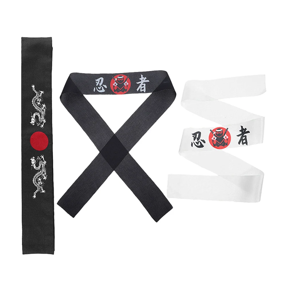 3 pçs japonês bandana estilo hachimaki ninja samurai chef bandana para artes marciais treino cosplay acessório de proteção solar