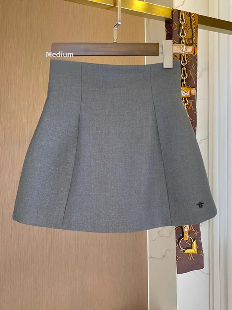 Gray High Waist A-Line  Skirt Anti-Light Walking Short Skirt Body Shaping Skirt for Urban Commuting And Casual Wear