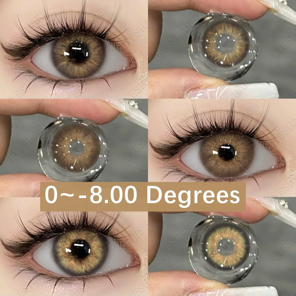 EYESHARE 1Pair Myopia Lenses Colored Contact Lenses for Eyes Lenses With Diopters Prescription Fashion Lens Brown Eyes Lens