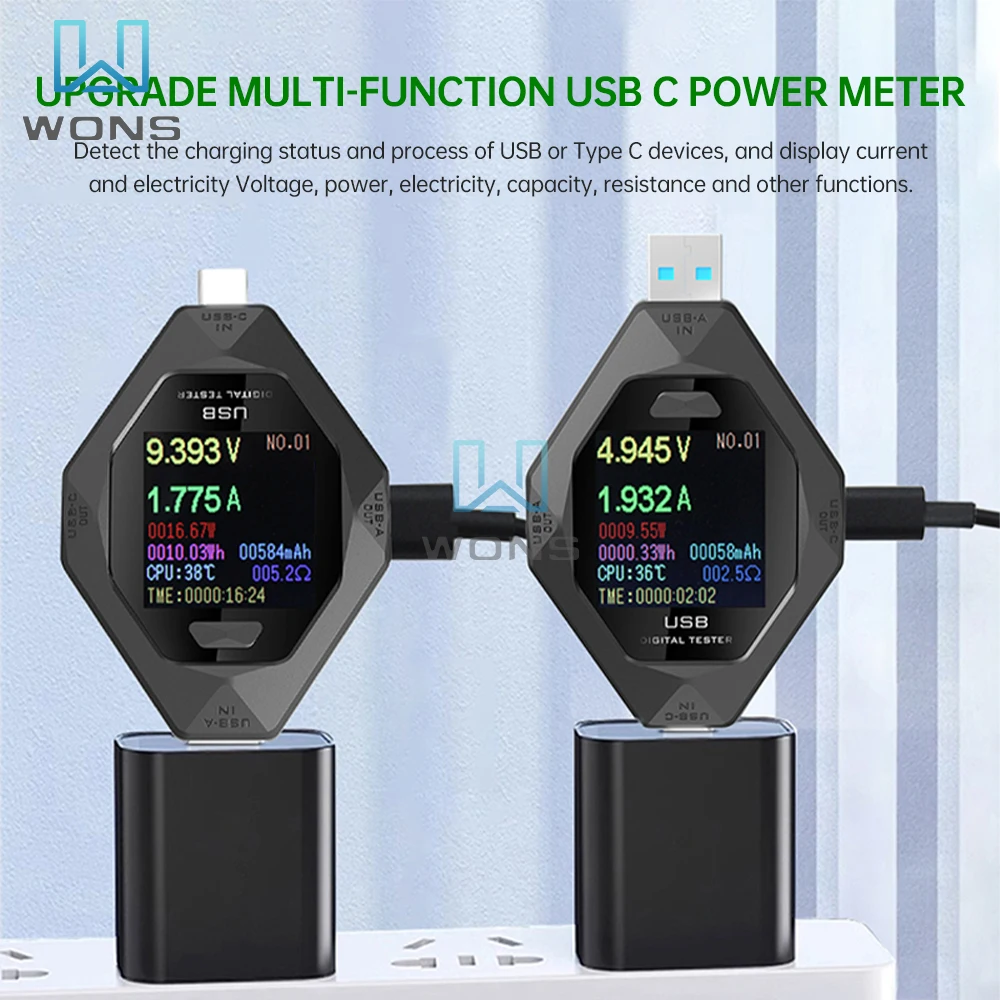 DC 3.60V~32.0V Tester USB typu C DC Cyfrowy woltomierz Amperomierz Miernik mocy Typ-c Test pojemności ładowania Miernik napięcia prądu