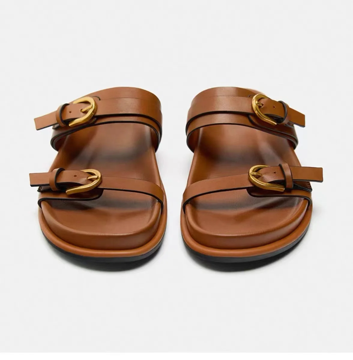 ZAKQ2024 Women's Casual Thi Bot Sandals Outdoor Wear Summer Flip Flops with Bule Beach Slippers Brown Color