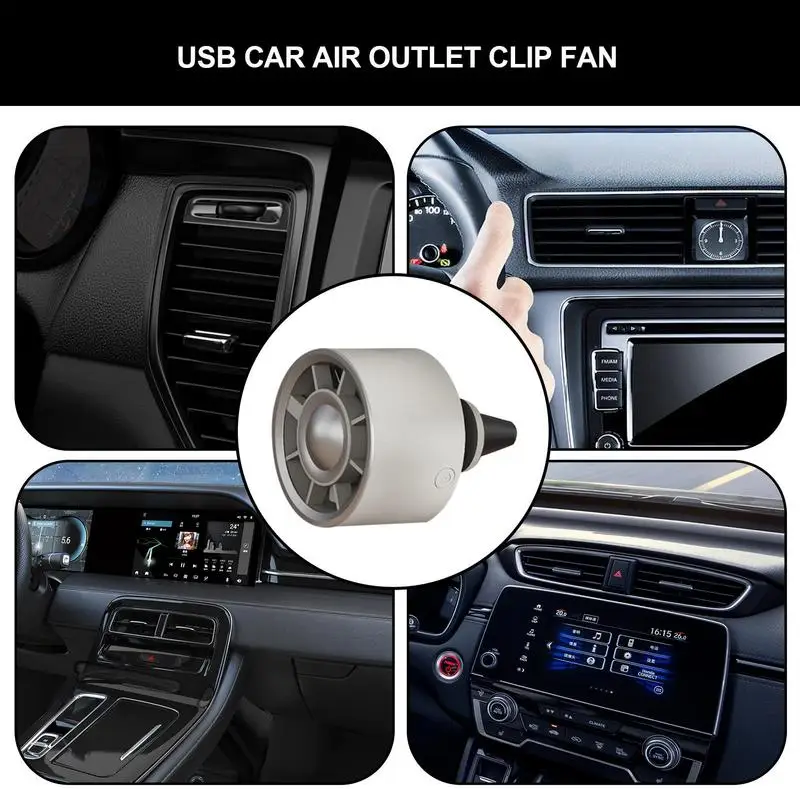 New Car Mini Fan Car Cooling Fan USB Car Air vent clip small Fan With Ambient Lighting 3 Speeds Adjustable Electric Powerful Fan view 5