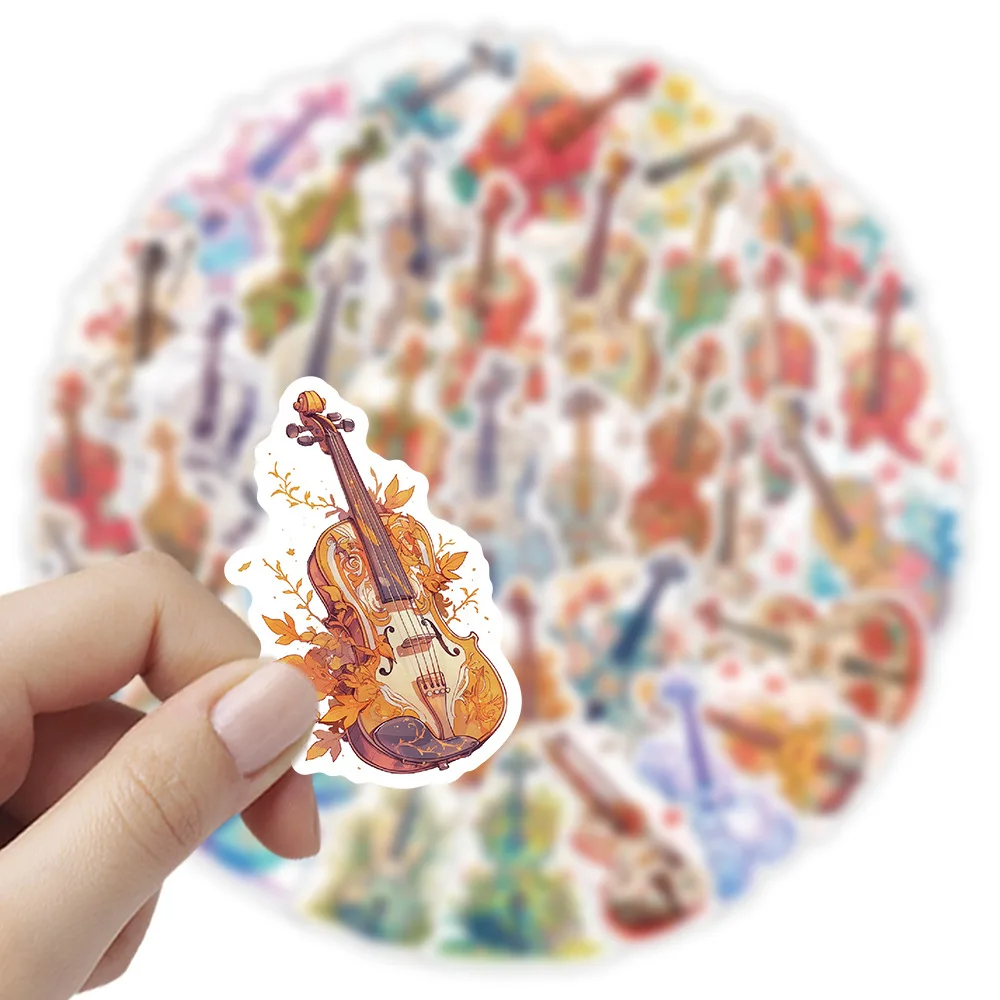 

10/50PCS Violin Stringed Instrument Sticker Funny DIY Wardrobe Diary Shoe Shelf Bookshelf Decorative Decal Children's Toys