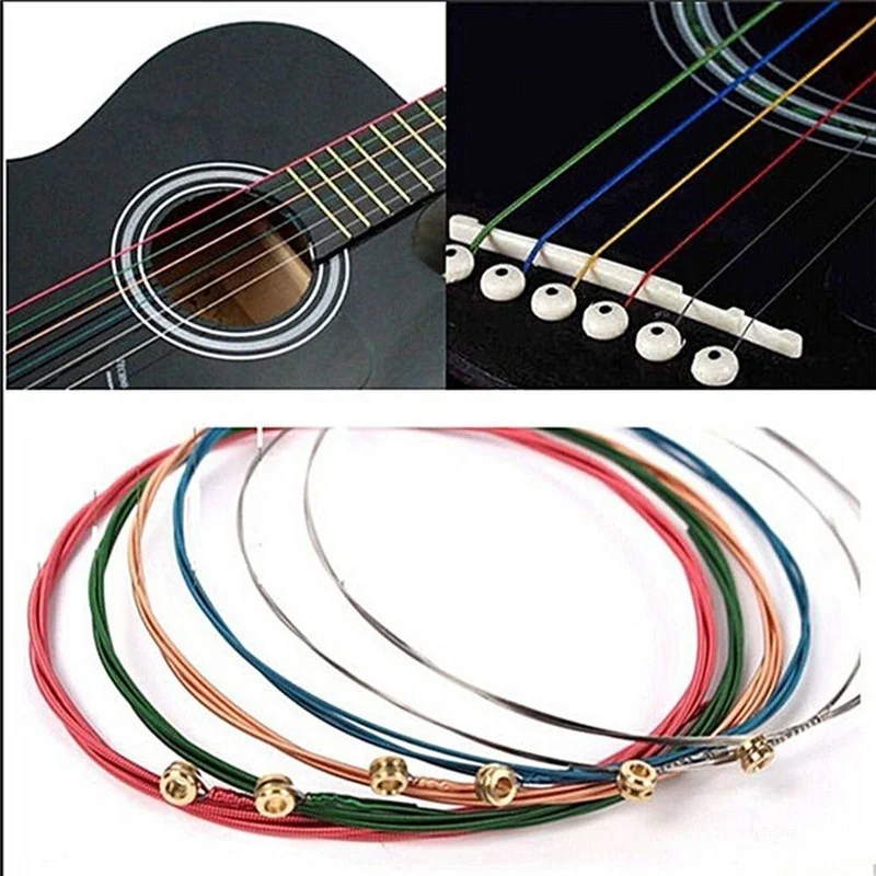 6 teile/satz Regenbogen Bunte Gitarre Saiten Für Akustische Folk Gitarre Klassische Gitarre Multi Farbe