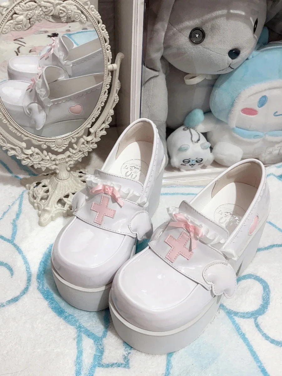 Night Sakura Water Lamp Potion Box Original Lolita Thick Soled Shoes Japanese Culture Deep Mouth Round Head Sponge Cake Shoes