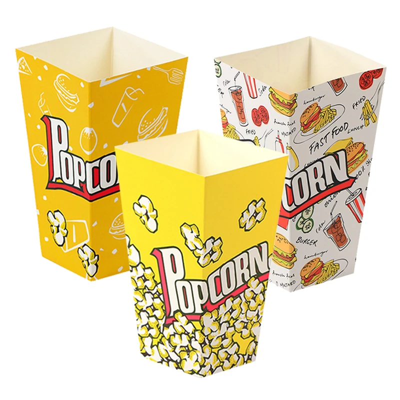 10/20/30pcs Popcorn Buckets Container Holder Paper Cup Popcorn Boxes for Theme Birthday Parties Decoration Popcorn Box