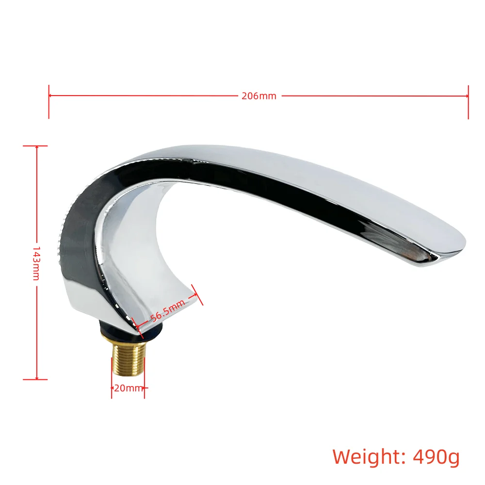304 Stainless Steel Brass Flat C Waterfall Bathtub Faucet 1/2" Bathroom Shower Basin Water Faucet Hot Tub Water Draw-off Tap
