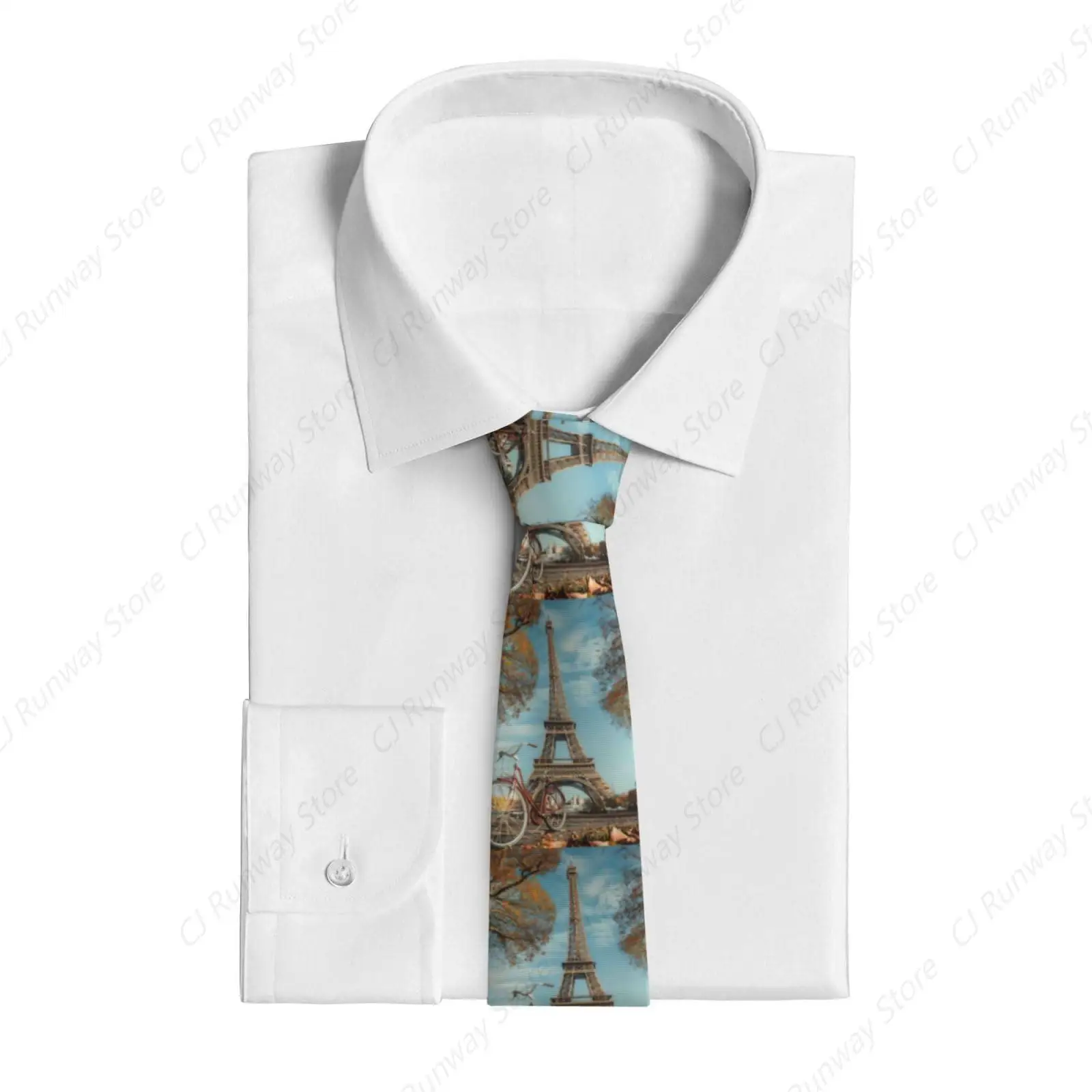 Eiffel Tower Bike Print Men'S Tie Great Weddings, Groom, Groomsmen, Missions, Dances, Gifts.